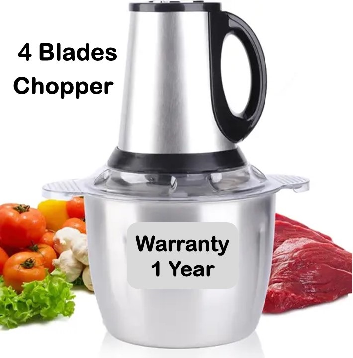 Electric Meat Grinder, Food Processor 3L , Stainless Steel Meat Mixer Food Chopper for Meat, Vegetables, Fruits and Nuts with 4 Sharp Blades, Stainless Steel Food Grinder for Meat